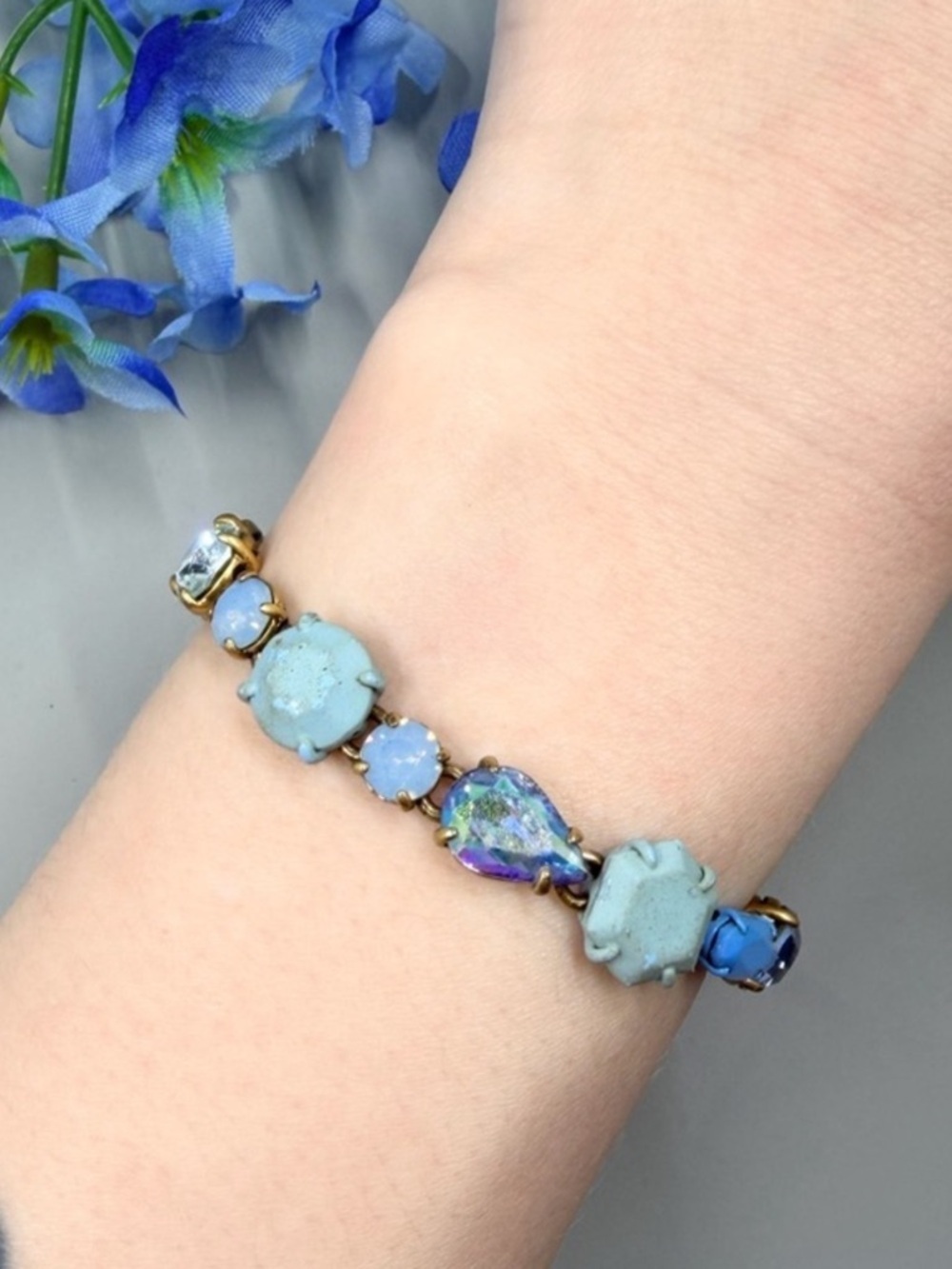 J. Crew Blue Multi-Stone Crystal Bracelet